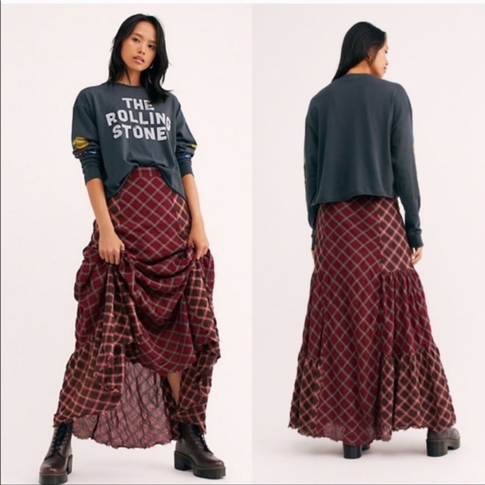 Free people plaid maxi skirt